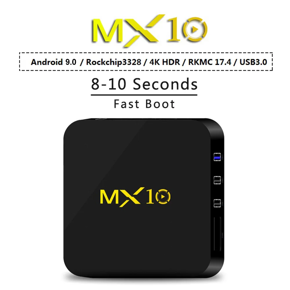 MX10 Smart Android 9,0 ТВ приставка Rockchip RK3328 4 ГБ/64 Гб приставка IP tv 4 к H.265 USB3.0 Miracast WiFi Смарт ТВ приставка медиаплеер