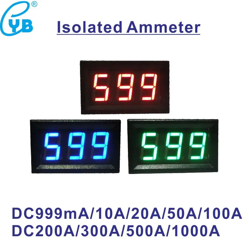Black Cover Isolation Meter LED Digital DC Current Meter DC 50A 75mV
