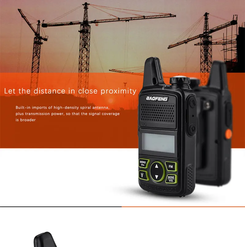 100% Оригинал BAOFENG BF-T1 Мини Walkie Talkie UHF 400-470 MHz Портативный T1 двухстороннее Любительское радио Амадор Micro USB трансивер