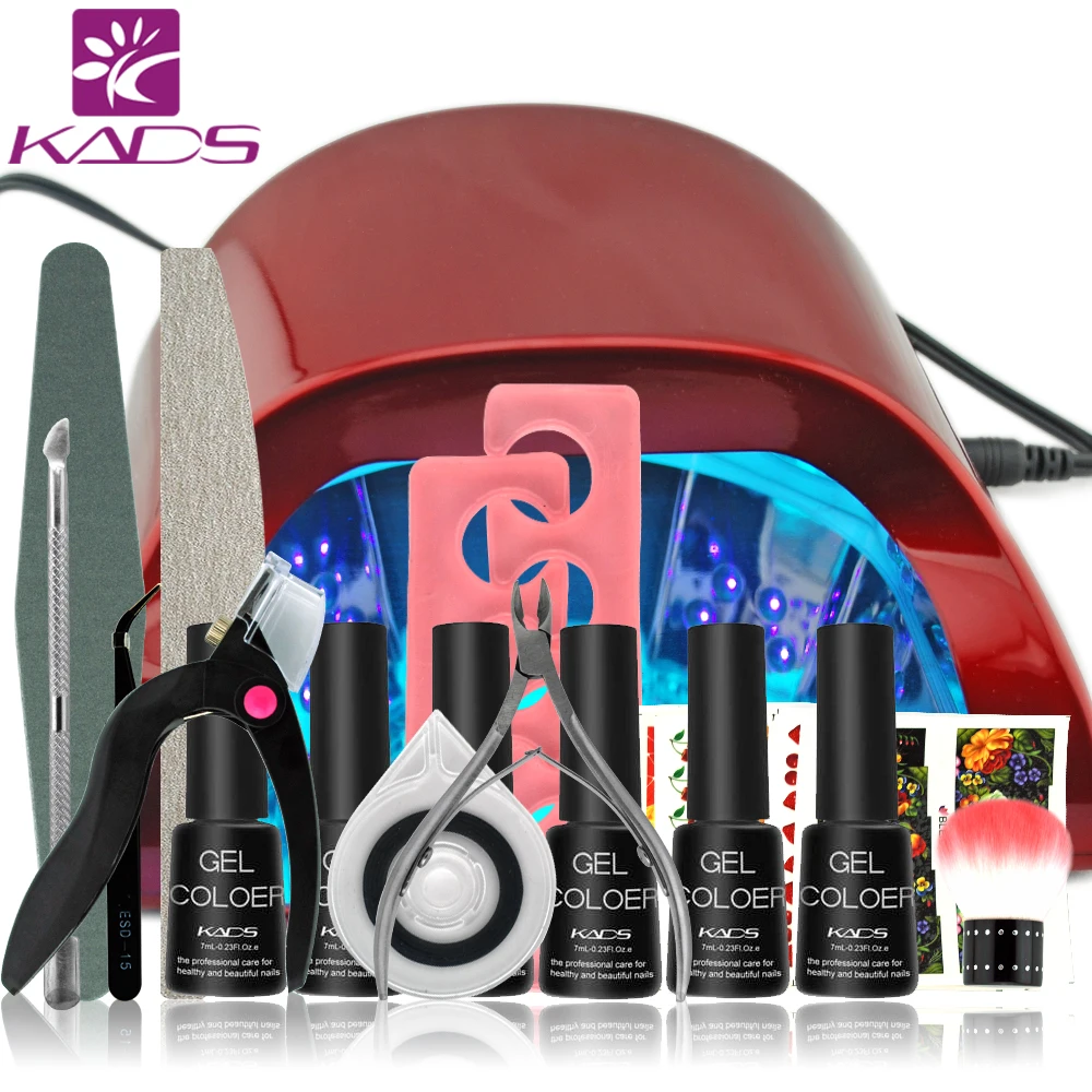 

18W LED&UV Lamp French Manicure Kit 4 Colors Sapphire UV Gel Nail Art Tools Sets Kits Nail Gel Nails Tools And LED UV Lamp
