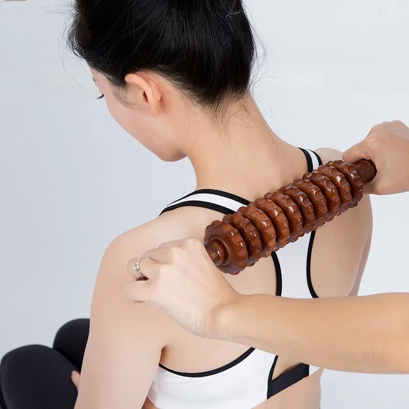 HANRIVER Yoga meridian rod body massage roller pounded waist back massage neck leg wooden massager