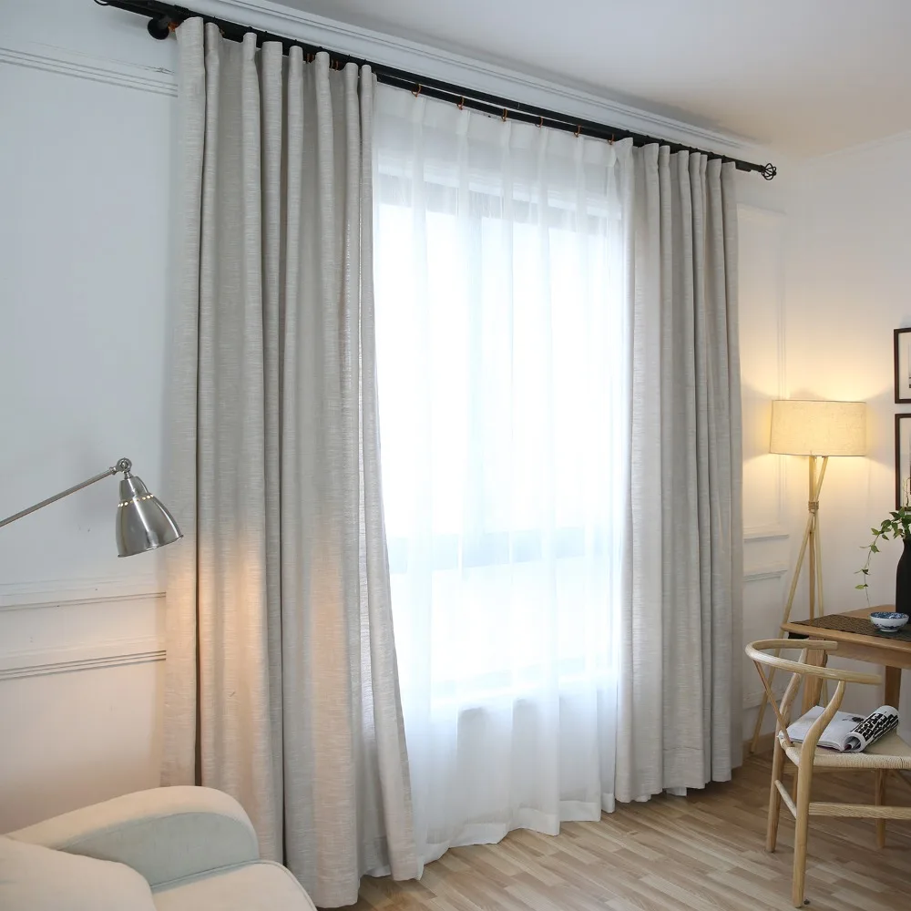 Classic green dyeing solid linen window curtains for home modern style