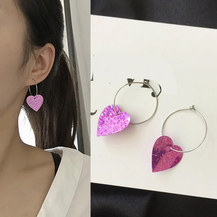 

Punk Personalized Nightclub Cute Sequins Love Circle Ms. Earrings Factory Direct 2017 New Fashion Earrings