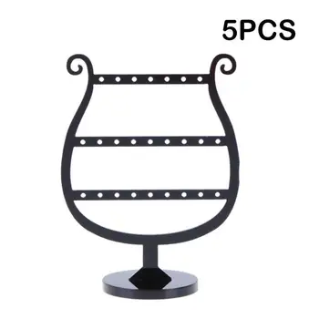 

5pcs Jewelry Organizer Woman Stand Black Acrylic Earring Holder Pesentoir Fashion Earrings Display Rack Etagere Jewelry Display