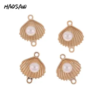 

HAOSAW Choose 6Pcs/Lot Pearled Shell Connected Parts/DIY Jewelry Findings/Earrings Accessories/Hand Made Jewelry