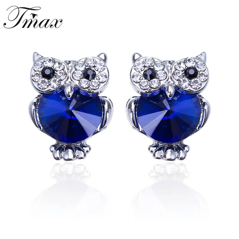 New Crystal Women Charms Owl Stud Earrings Cute Colorful Fashion