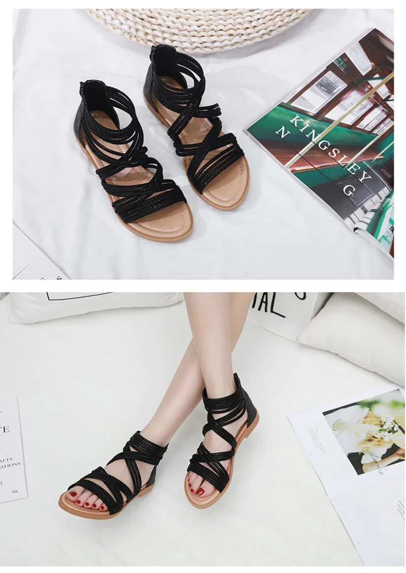 Римские сандалии, женская обувь, летние женские сандалии, летняя женская обувь на плоской подошве, женские пляжные сандалии, A994