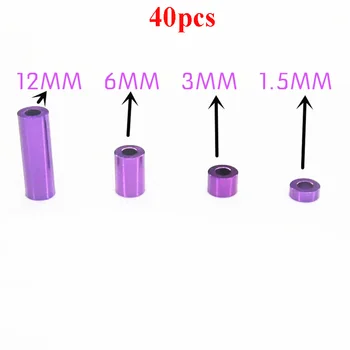 

40Pcs 12/6/3/1.5mm Purple Aluminum Tube for RC Model Cars Spare Parts DIY Tamiya Mini 4WD Raing Accessories