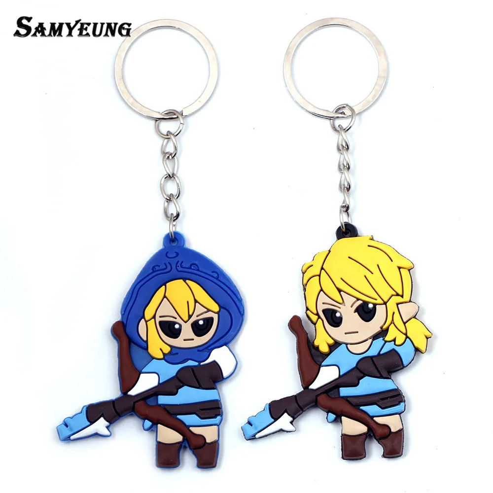 

Samyeung Anime Zelda KeyChains for Best Friend PVC Rubber Zelda Shield Key Chain Car Key Gift Holder Keyring Porte Clef Jewelry