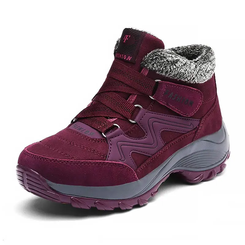 

Winter ankle boots women shoes 2019 fashion lace-up high heels wedges shoes woman warm plush solid casual women snow boots