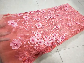 

Beaded African Lace Fabric High Quality African 3D Lace Fabric with beads For Nigerian Wedding Dress French Lace Fabric FLP-2