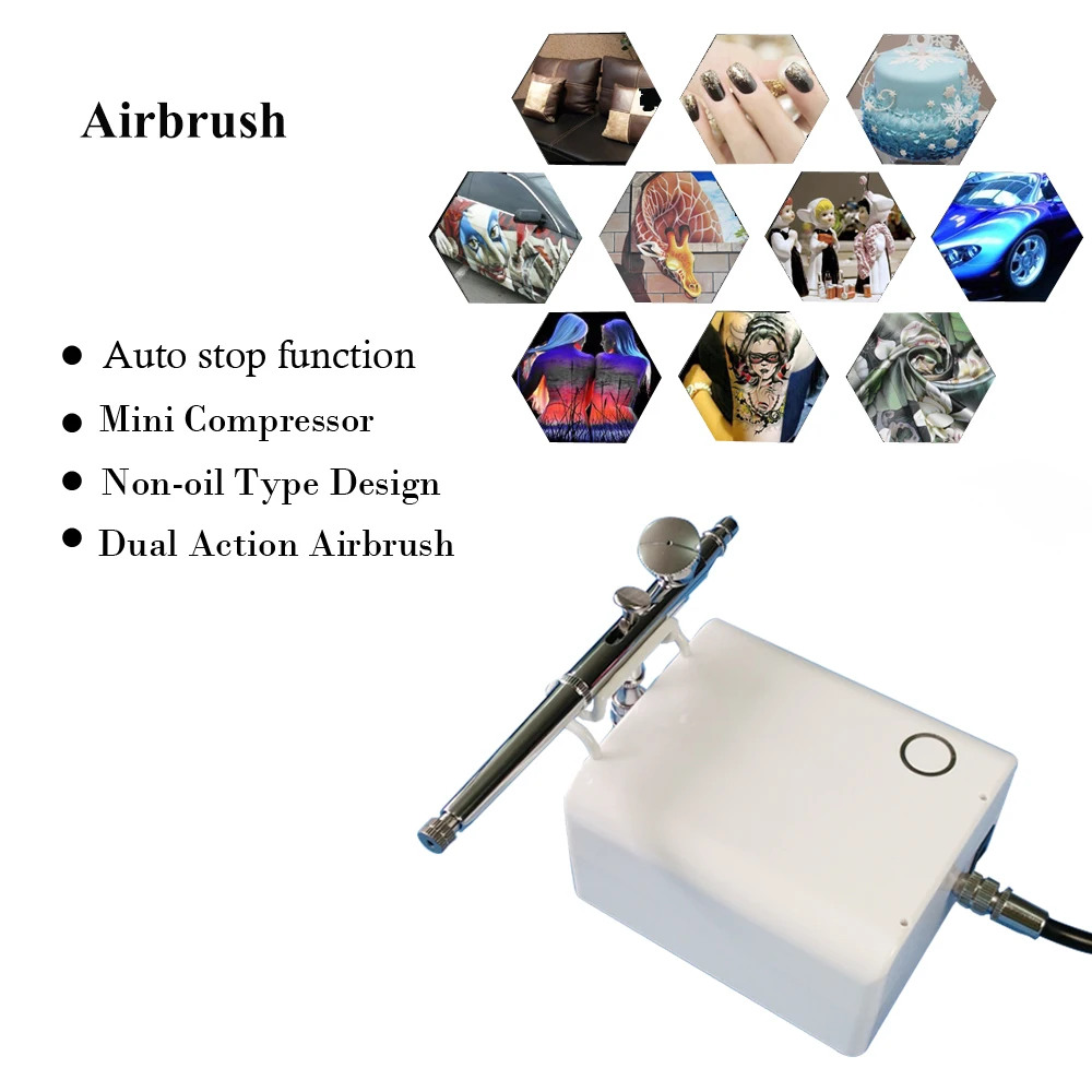 Airbrush Compressor Kit Multi-purpose Spray Art Paint Gun with Set for Cake Tattoos Nail Tools | Красота и здоровье