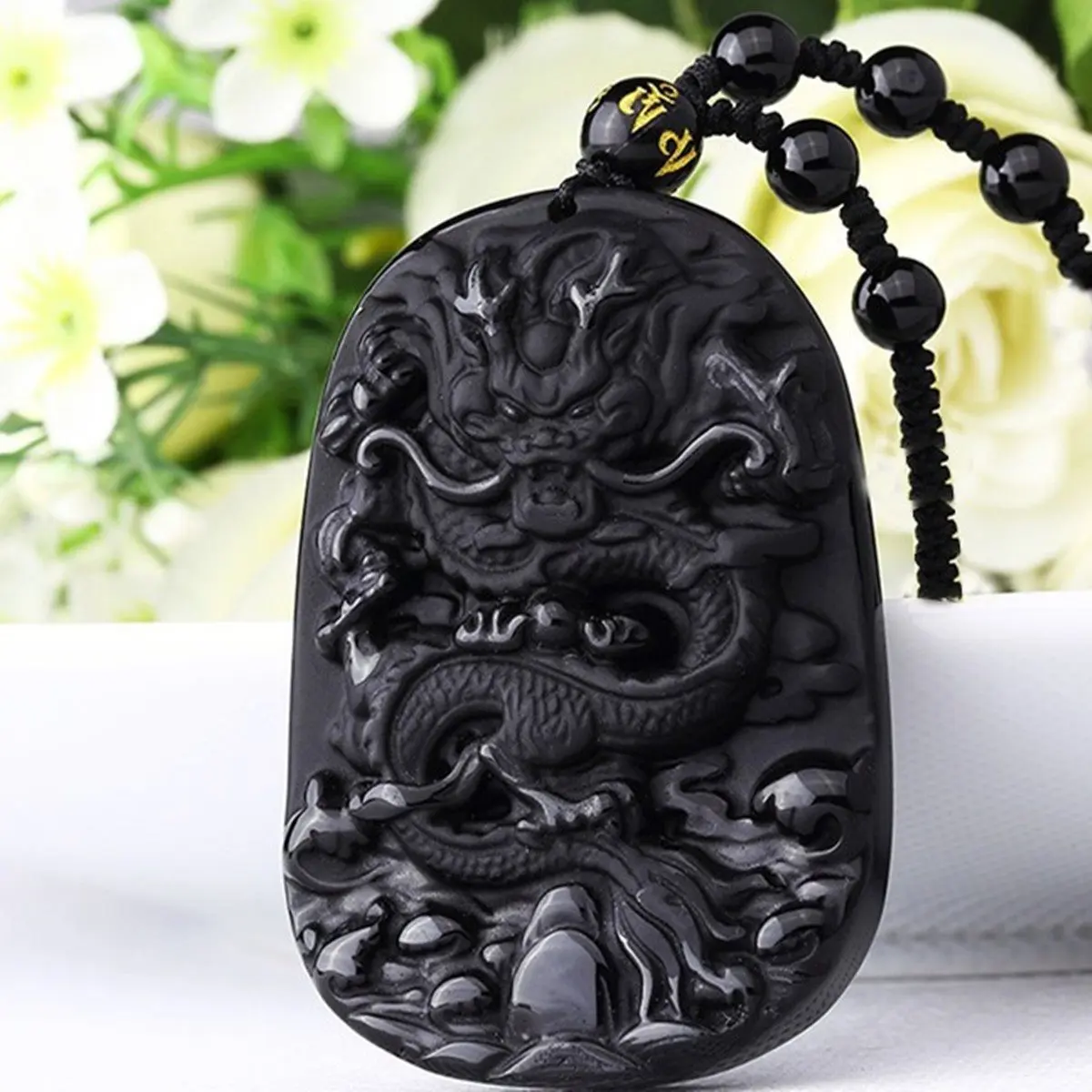 Buy Natural Black Obsidian Dragon Drop Pendant