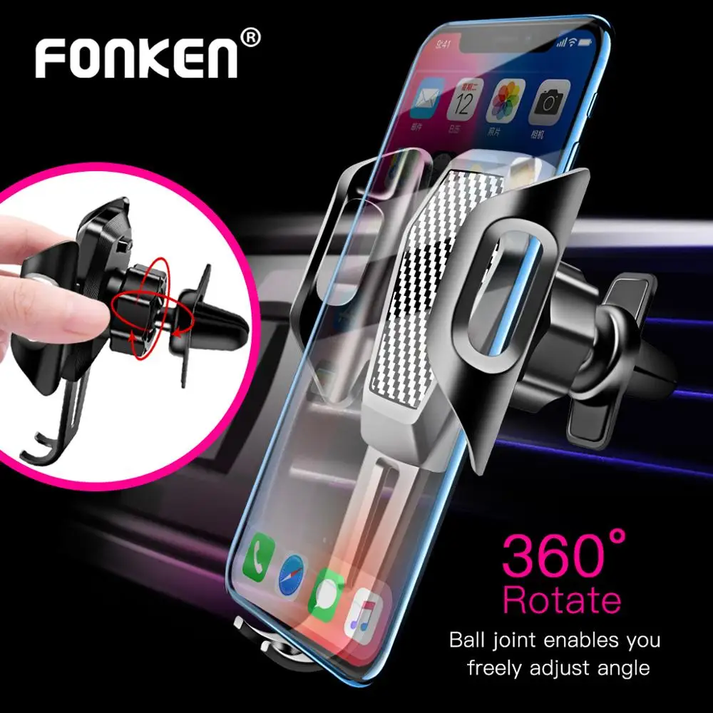 

FONKEN Memory Car Holder Air vent Mount Anti-shake Phone Stands for in Car Big Mobile Cell Phone GPS Bracket Flexible Socket