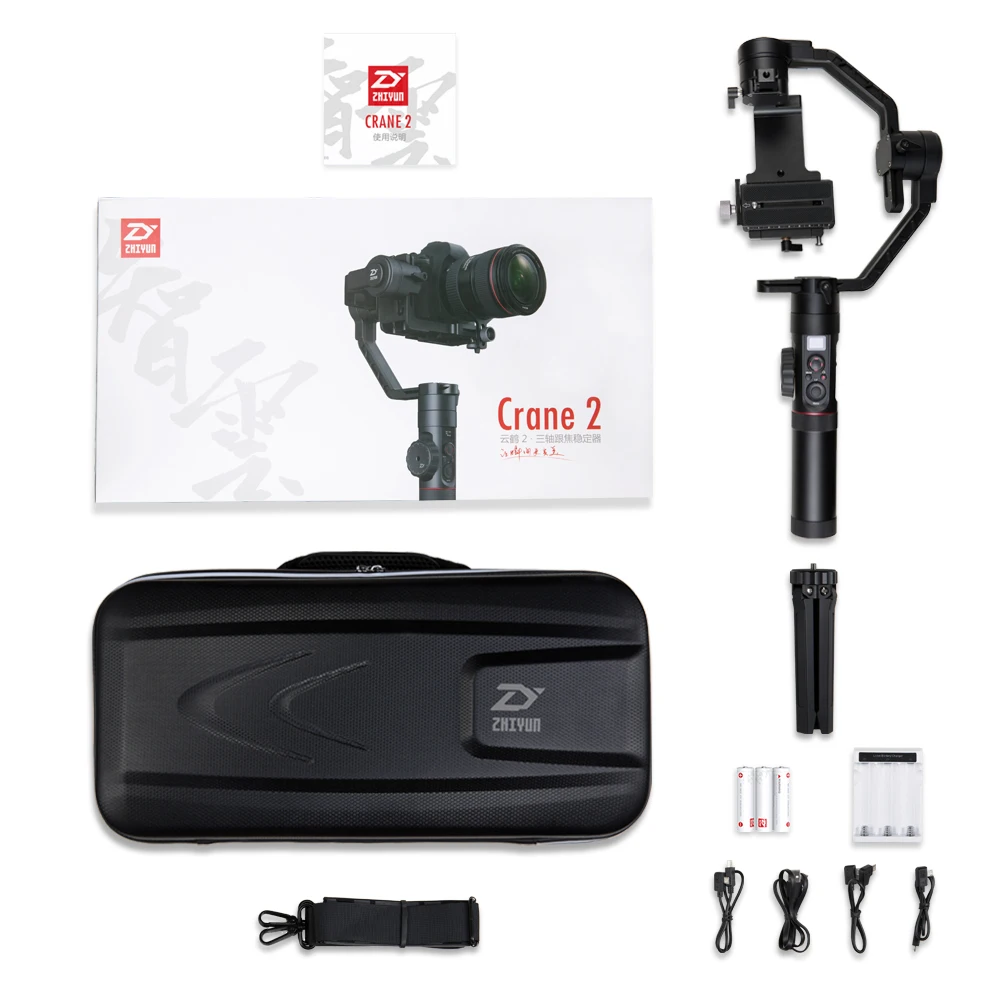 Zhiyun кран 2 Бесщеточный Стабилизатор Ручной Gimbal для sony Canon Panasonic D6 Mark цифровых зеркальных камер с 3,2 кг полезной нагрузки