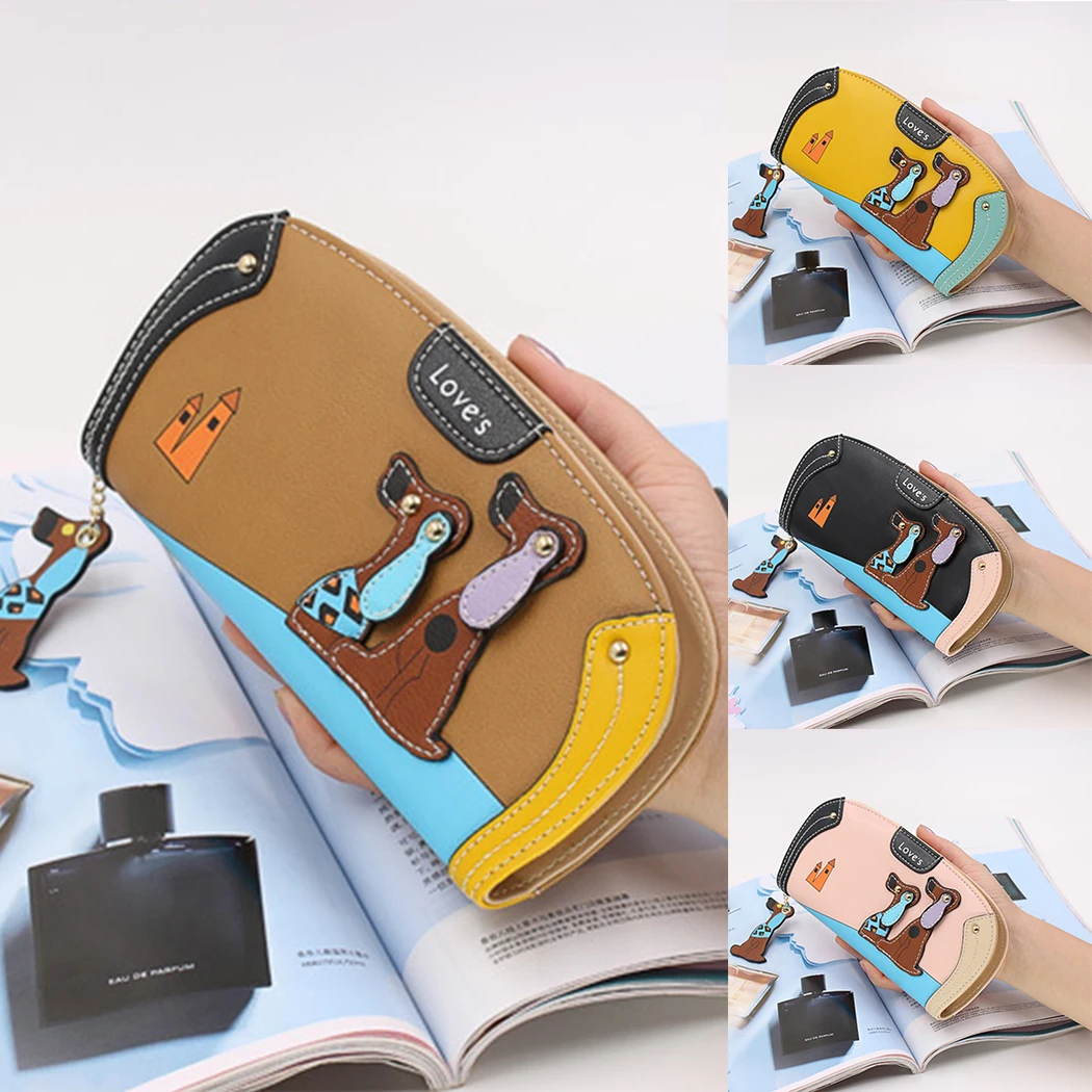 2018 New FashionLong Wallet Women PU Leather Cartoon Dog Wallets Lady