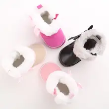 Зимние сапоги для новорожденных мальчиков и девочек; зимняя теплая меховая детская обувь для детей 0-18 месяцев