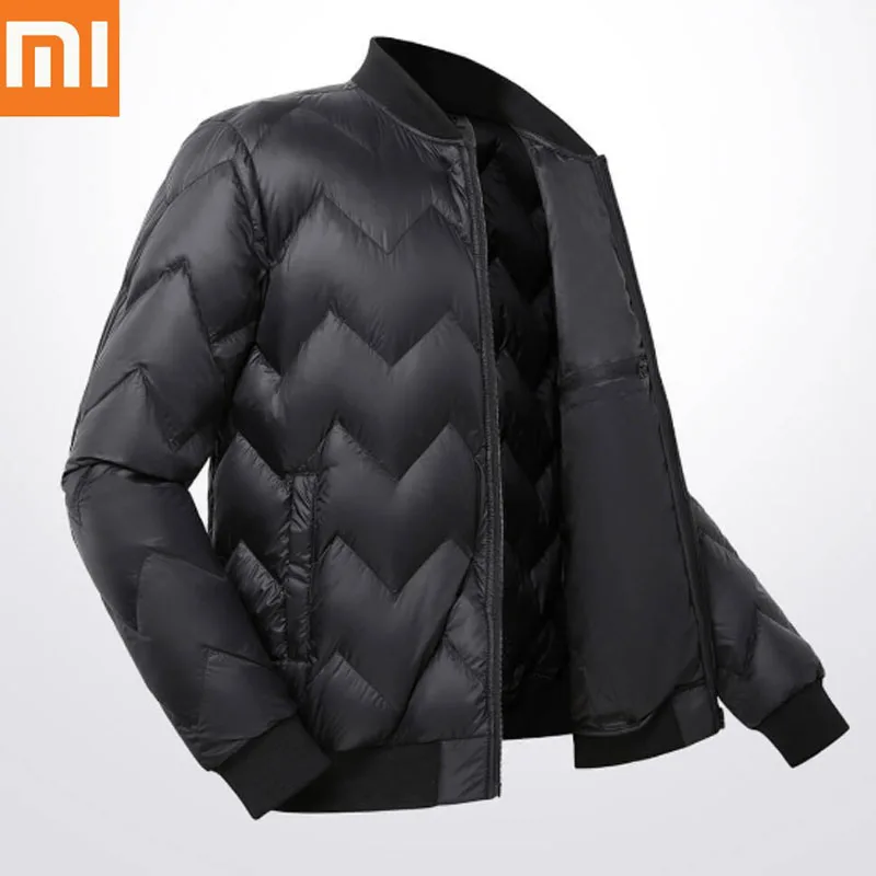  Original Xiaomi ULeemark Men Down Baseball Jacket Casual Zip Jacket Multi Pocket Ultra-light Warm W