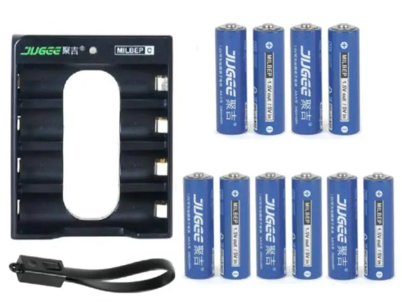 

Powerful 10 pcs 1.5 v 3000mWh AA Li - polymer Li - ion lithium rechargeable batterie avec charger set!