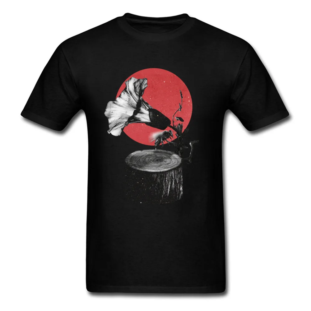Gramophone Round Neck T-shirts Fall Tops & Tees Short Sleeve Retro 100% Cotton Casual Tee Shirts Summer Man Free Shipping Gramophone black