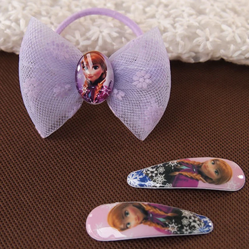 Disney Pretend Play Frozen Elsa Anna Cartoon Character Pattern Children's Beauty Hair Hairpin Bow Headdress Set Gift For Girls Disney Pretend Play Frozen Elsa Anna Cartoon Character Pattern Children's Beauty Hair Hairpin Bow Headdress Set Gift For Girls