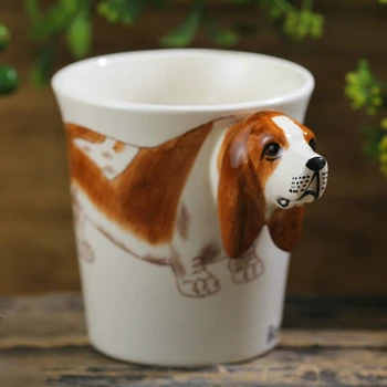 

cute cartoon 3D coffee cup Basset Hound dogs cup funny coffee mug tazas de ceramica creativas coffee mugs creative