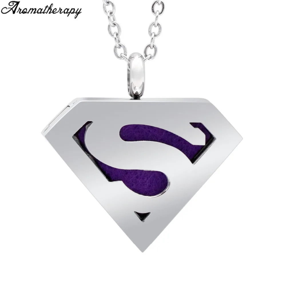 

Aromatherapy pendant Stainless Steel Necklace Essential Oil Locket Superman for Women Jewelry Making Diffuser Dropshipping