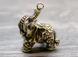 1 шт. латунная Монета на удачу Благоприятный слон брелок для ключей с орнаментом брелок для ключей декоративная подвеска EDC карманные