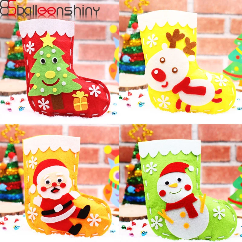 

BalleenShiny Kids DIY Christmas-Stocking Toys Christmas Cartoon Candy Bag Xmas Kids Parent-Child Education Toy Party Decor Gifts