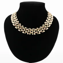Fashion women wide choker necklace zinc alloy gold silver plated ladies chain necklaces trendy jewelry collier
