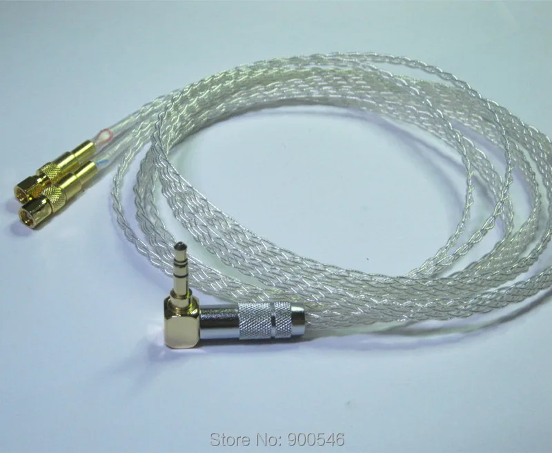 1.2m 4ft Handmade 8 core Flat braid Silver plated Headphone Cable