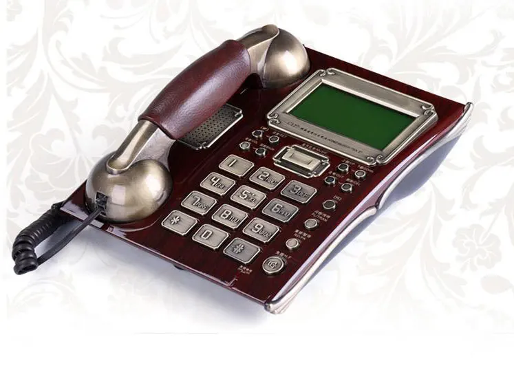 Офисный античный винтажный стационарный телефон высокого класса с кожаной трубкой для компании бизнес-дома коричневый