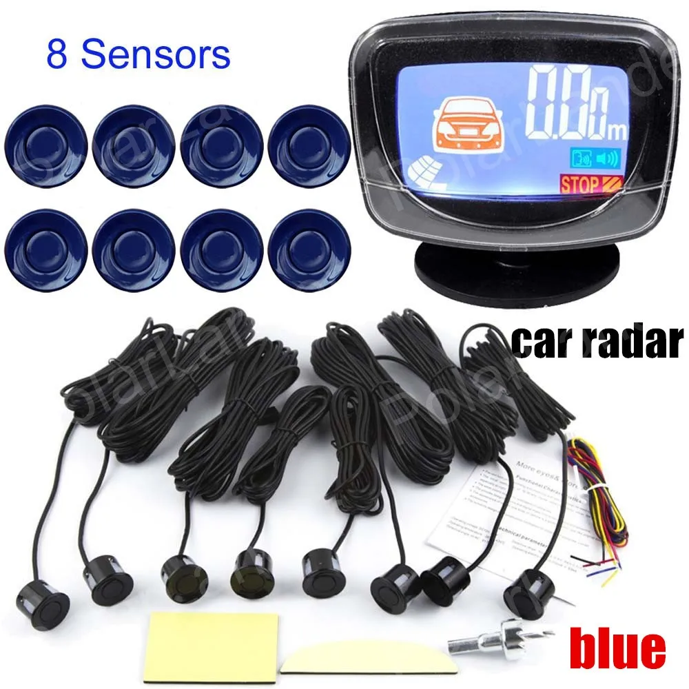 

Car Parking Sensors 8 sensors for Rear and Front reverse Backup Radar Kit System with LCD Display Monitor 9 colors for option