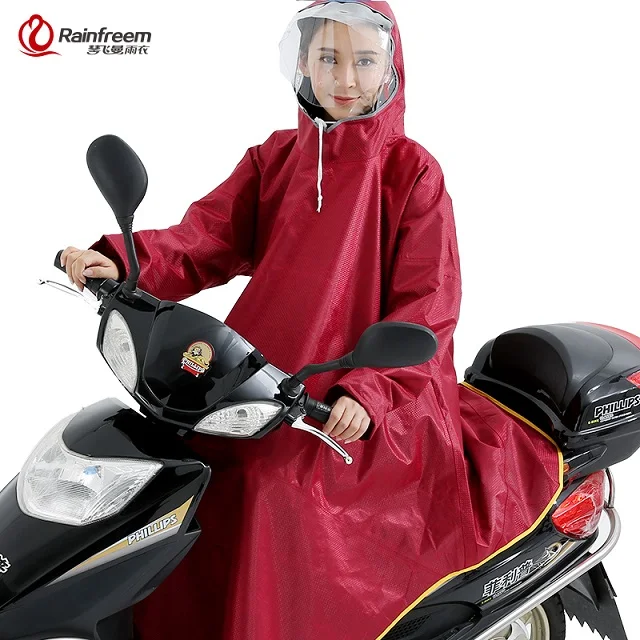 Rainfreem мужчины/женщины непроницаемый электромобиль/плащ от дождя для езды на велосипеде плотный дождевик двойной прозрачный капюшон от дождя снаряжение дождевик - Цвет: Knitting Red