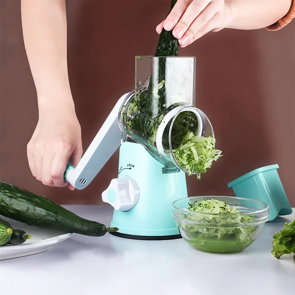 Günstig Gemüse Reibe Slicer Mit 3 stücke 360 Grad Surround Schneiden Klinge Edelstahl Hacken Klinge Küche