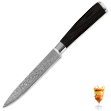 7CR17 klinge aus rostfreiem stahl 5 zoll utility messer Küche messer damaskus muster farbe holzgriff neue kochwerkzeug heißer verkäufer