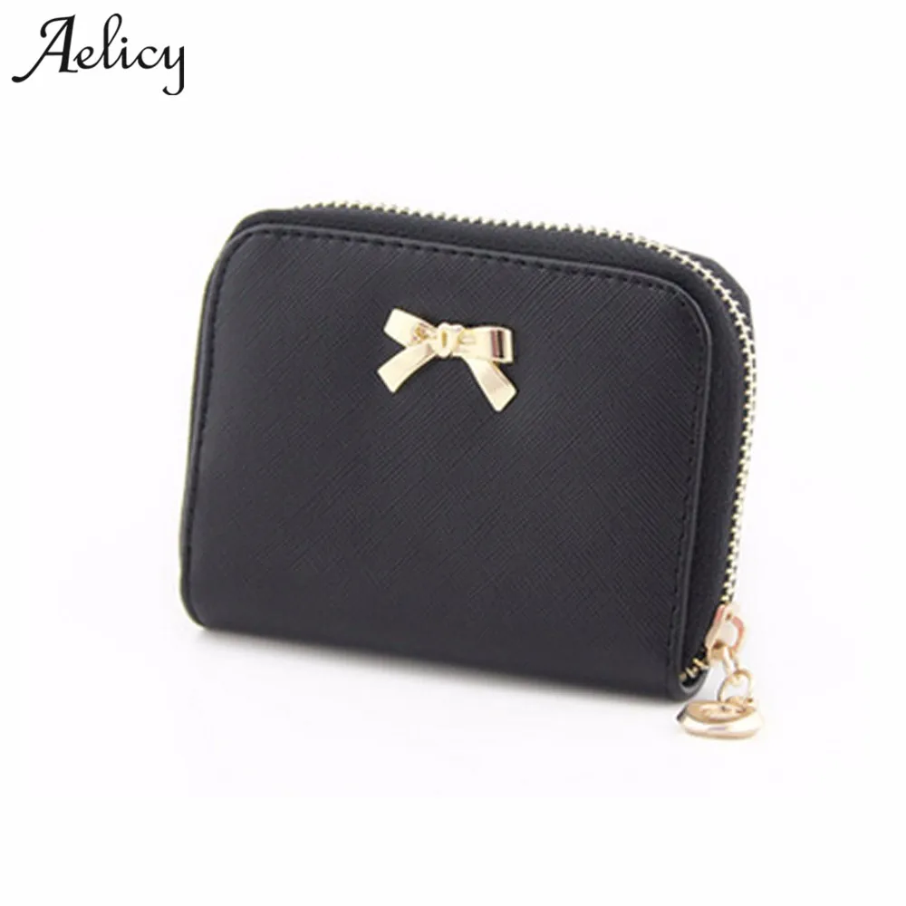 

Aelicy Fashion Lovely Purse Clutch Women Wallets Short Small Bag PU Leather Card Holder Women Bowknot Zipper Coin Purse