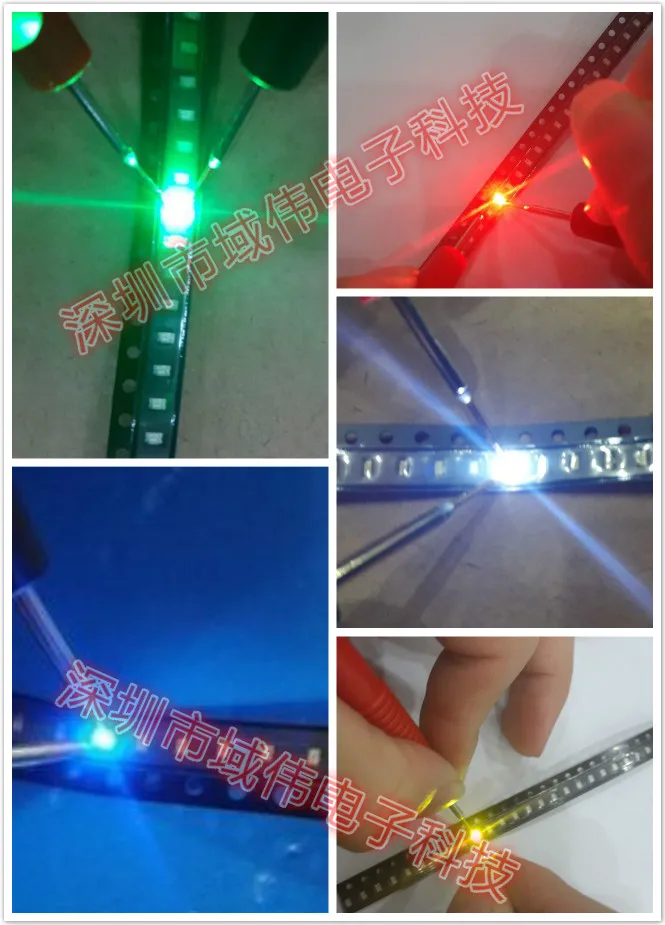 

0402 Ultra Bright SMD R G B W Y LEDs 0402 1005 SMD LED White Red Green Blue Yellow 5 Values x100pcs= 500Pcs1.0*0.5*0.4MM