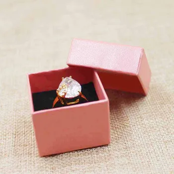 

10PCS per lot Multicolor cute Jewelry Box for Ring cardboard pink/beige/kraft ring gift Box Cases Display Packaging with label