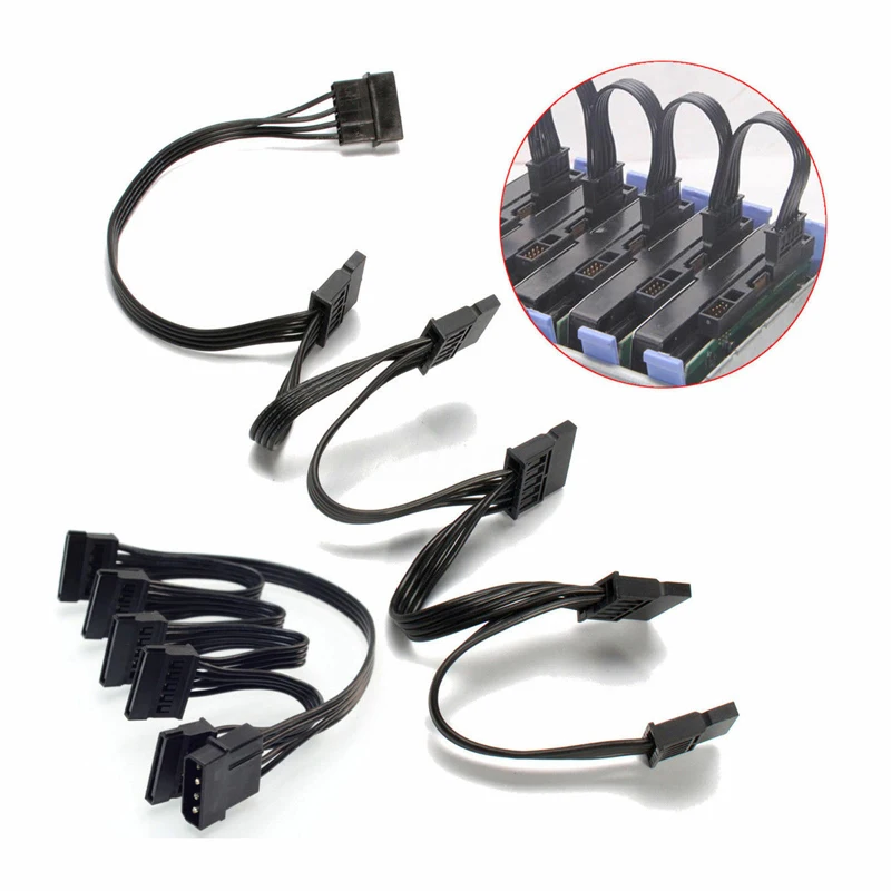 

4Pin IDE Male to 5 Port Power aux Cable Molex to Multi SATA Port ugreen Multiplier projector US
