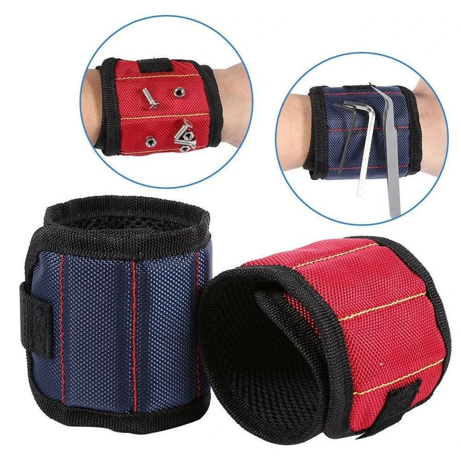 

Wristband Toolkit Belt Screw Scissor Storage 5 Rows Strong magnetism Holding Screws Nail Bracelet Belt Support Chuck Sports Tool