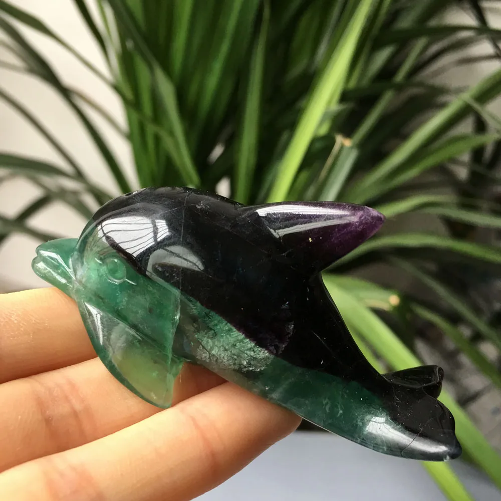 

10pcs Donghai factory manufacturing Sale natural green fluorite Crystal Animal dolphins