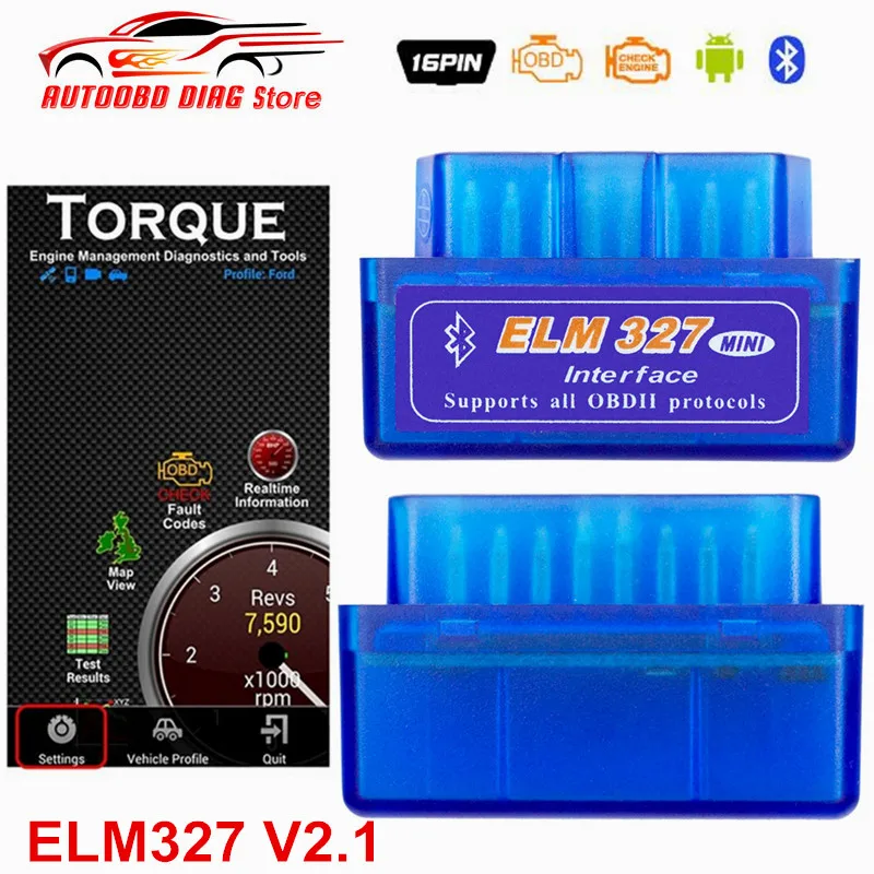 

Super Mini ELM327 V2.1 Car Code Reader Bluetooth OBD2 Interface ELM 327 Auto OBDII Diagnostic Tool Scanner For Android Torque