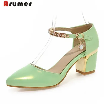 

Asumer 2020 New arrive women pumps pointed toe buckle high heels shoes big size 33-43 summer shoes party elegant sweet