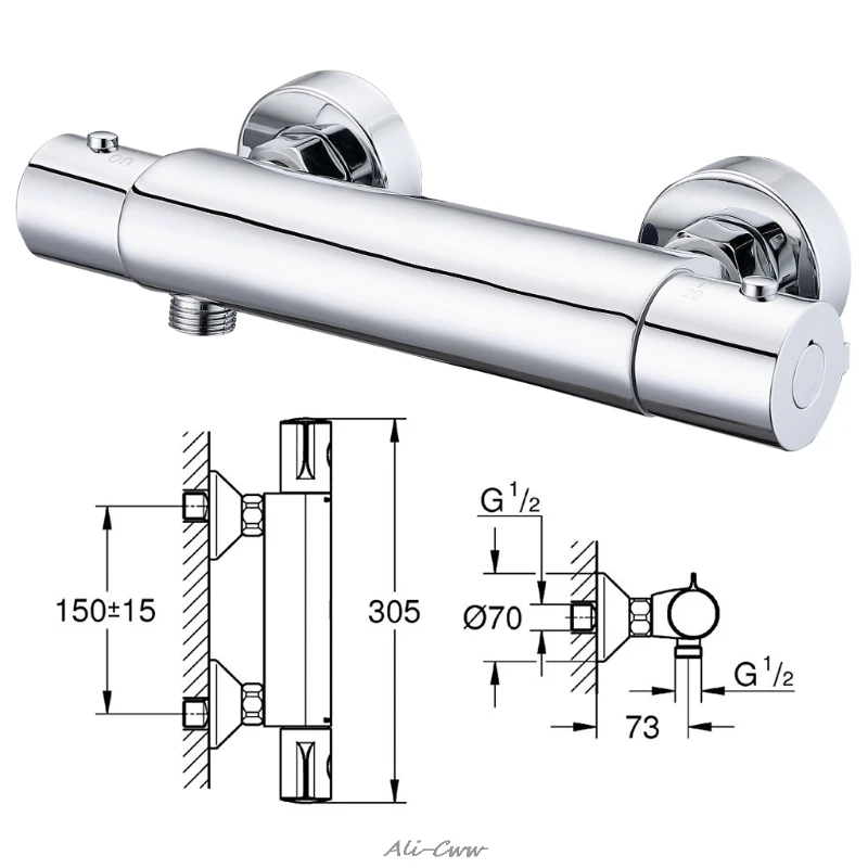 Thermostatic Control Mixing Valve Wall Bathroom Smart Shower Faucet Taps Mixer NEW Thermostatic Control Mixing Valve Wall Bathroom Smart Shower Faucet Taps Mixer NEW