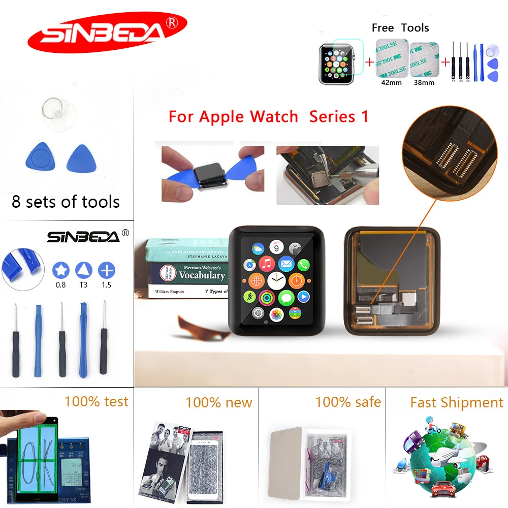 

Sinbeda For Apple Watch Series 1 Gen LCD Touch Screen Digitizer 38mm/42mm Pantalla Replacement For Apple Watch Display