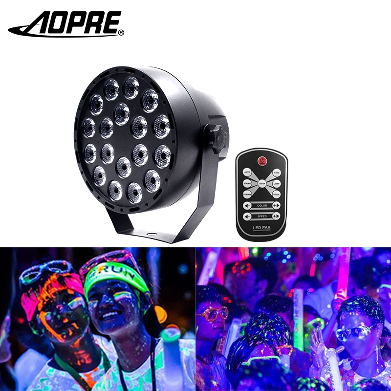

UV LED Par Light 18W Mini Party Lights Stage Lighting Effect with IP64 Remote DMX 512 Disco Ball for DJ Club Party Bar