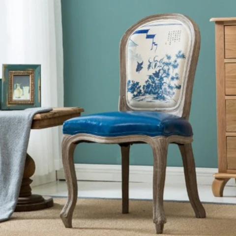 Луи мода обеденный стул Европейский вентилятор резиновый деревянный Деревянный Кресло Ретро стиль индивидуальные из натуральной кожи