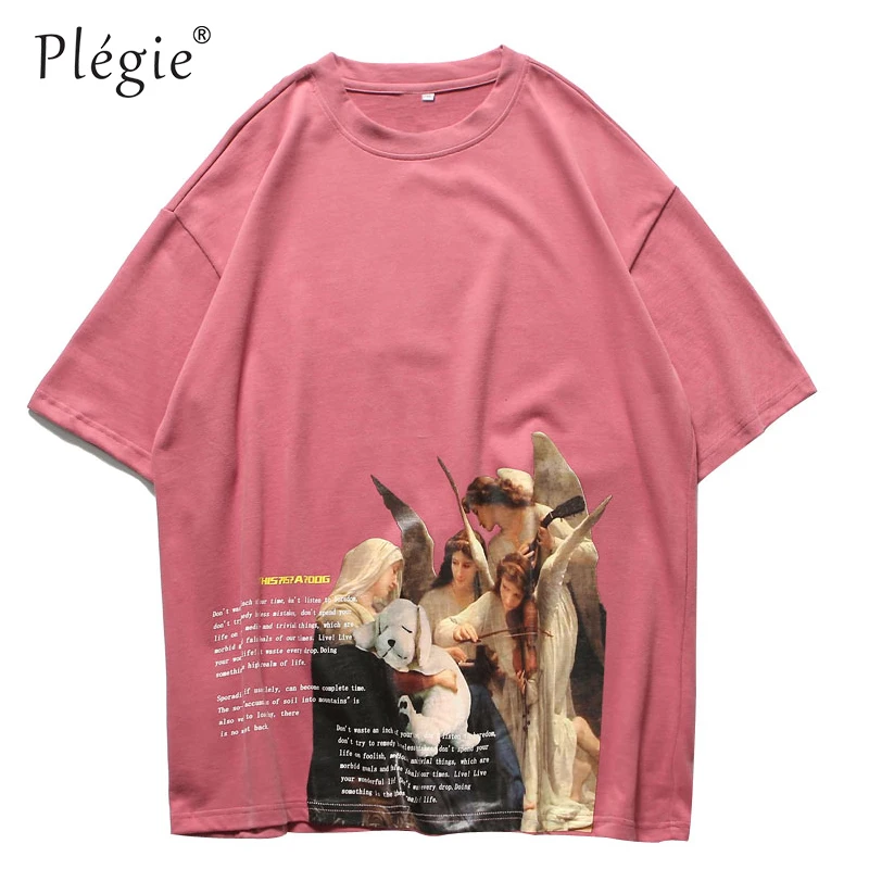 

Plegie Funny Song of the Angels Painting Print Tshirts Streetwear Hip Hop Casual Tops Tees Men Fashion Short Sleeve T Shirts