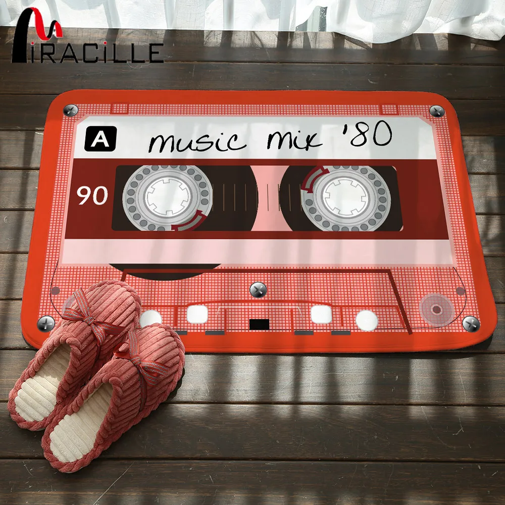 Miracille Creative Design Cassette Tape Printed Funny Rugs Durable Indoor Outdoor Floor Mat Coral Velvet Non Slip Bathroom Mats Miracille Creative Design Cassette Tape Printed Funny Rugs Durable Indoor Outdoor Floor Mat Coral Velvet Non Slip Bathroom Mats